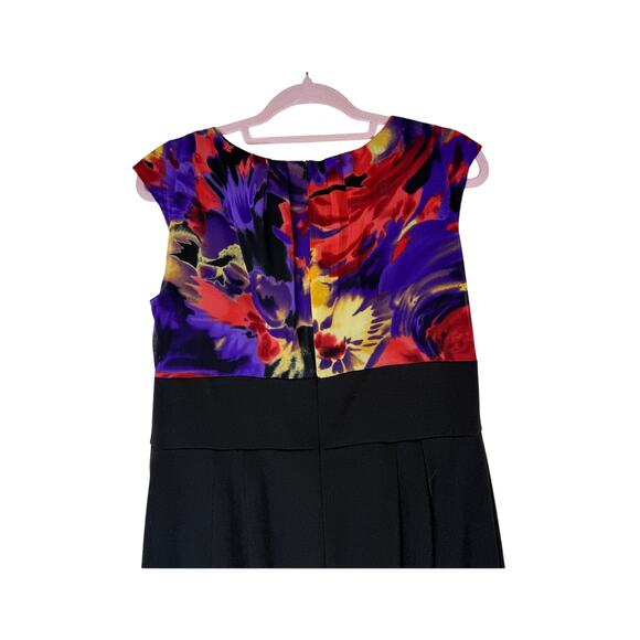 DressBarn Watercolor & Black Short Cap Sleeve To Knee Pencil Dress Size 12 - Picture 5 of 9